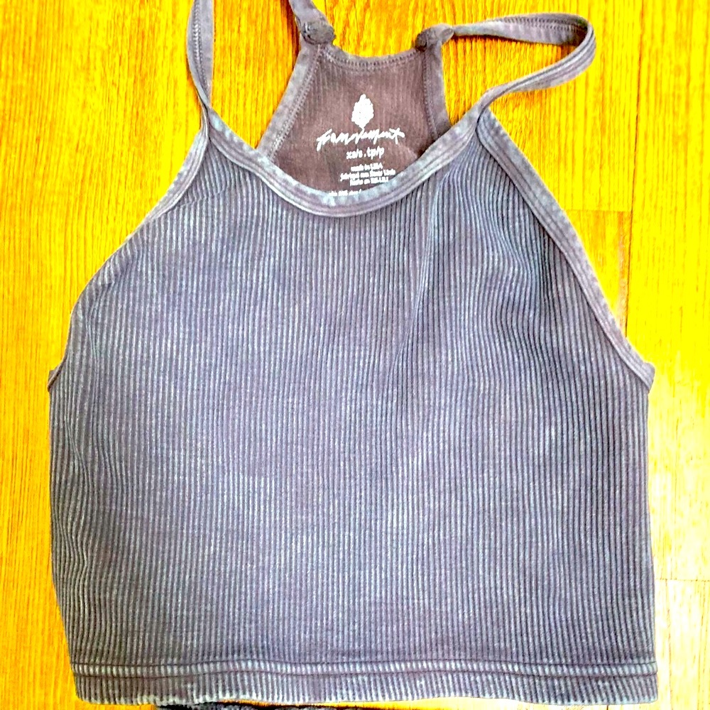 New Free People Washed Black Crop Top—**No exterior logo**